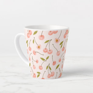 Watercolor Cherry Pattern Latte Mug