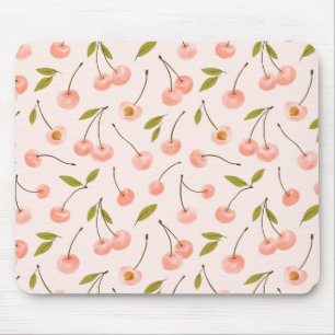 Watercolor Cherry Pattern Mouse Pad