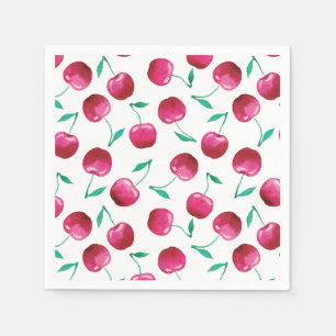 Watercolor Cherry Pattern Napkin