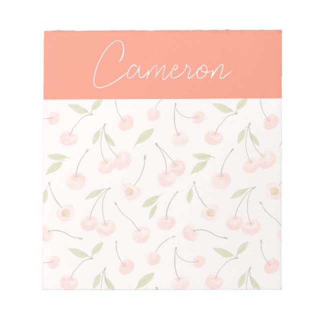Watercolor Cherry Pattern Notepad (Front)