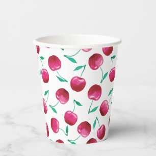 Watercolor Cherry Pattern Paper Cups