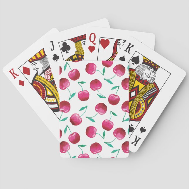 Watercolor Cherry Pattern Playing Cards (Back)
