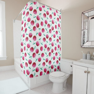 Watercolor Cherry Pattern Shower Curtain