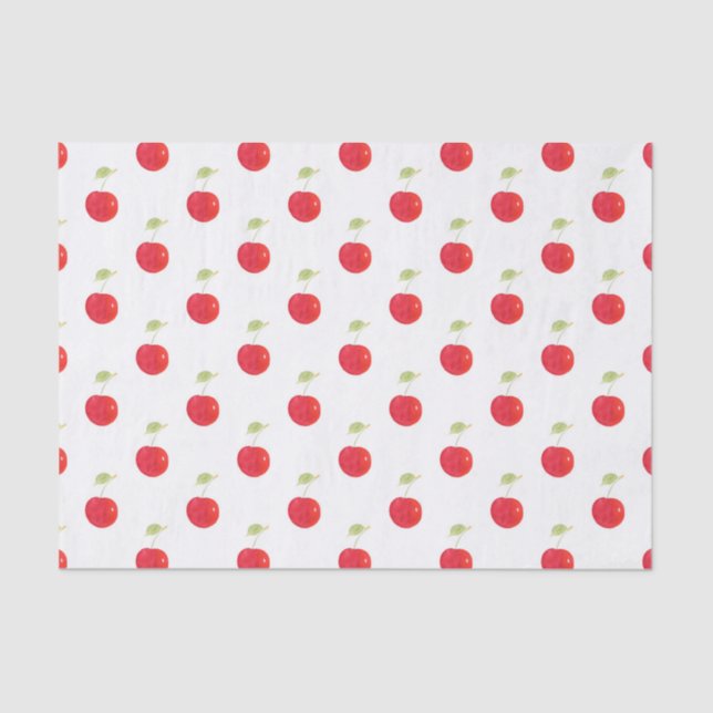 Watercolor Cherry Pattern Tissue Paper (Front)