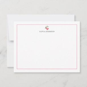 Watercolor Cherry Red Border Personalized Card