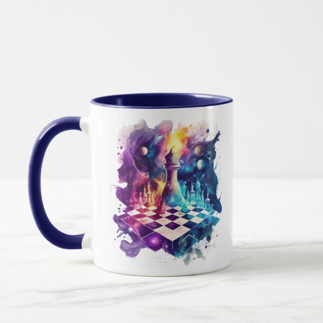Watercolor Chess Piece Board Mug (Left)