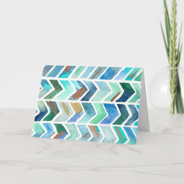 Watercolor Chevron original watercolor artwork Card (Front)