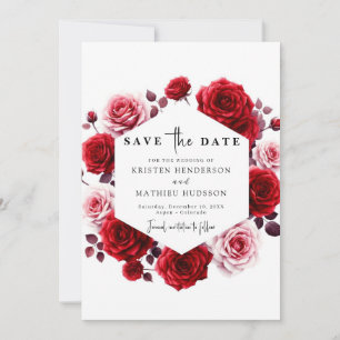 Watercolor Chic Crimson Red Wedding Save The Date