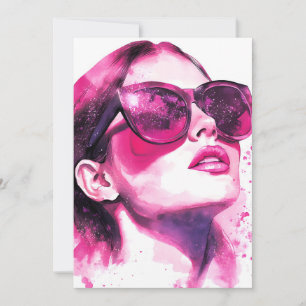 Watercolor Chic Glam Fashion Woman Portrait Holiday Card