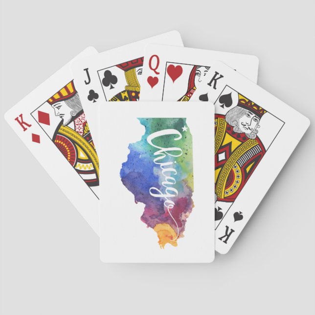 Watercolor Chicago Playing Cards (Back)