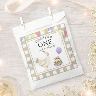 Watercolor Chick 1st birthday Favour Bag