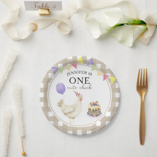 Watercolor Chick 1st birthday Paper Plate