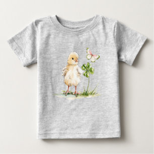 Watercolor Chick With Four-Leaf Clover Baby T-Shirt