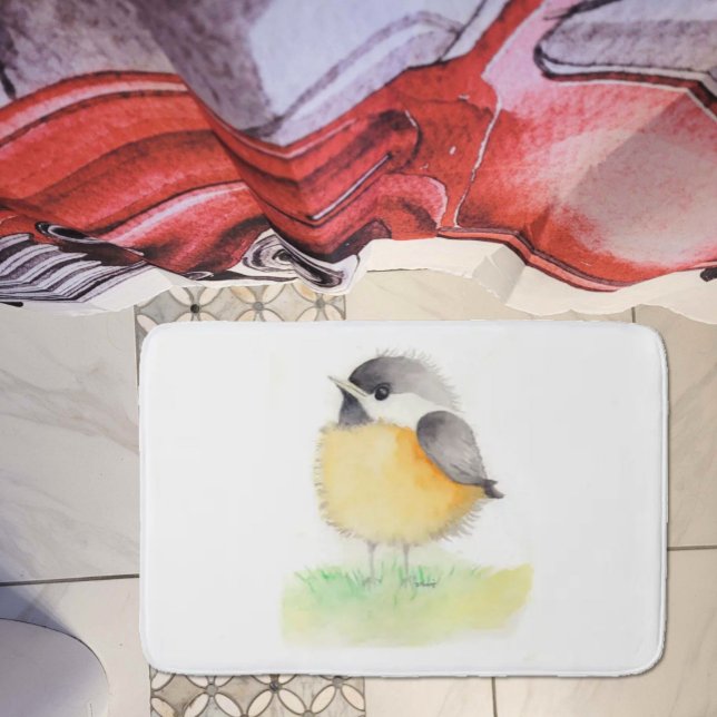 Watercolor Chickadee Bath Mat (Creator Uploaded)
