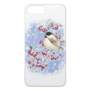 Watercolor Chickadee Bird Frosty Winter Window Case-Mate iPhone Case