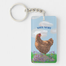 Watercolor Chicken and Wildflowers