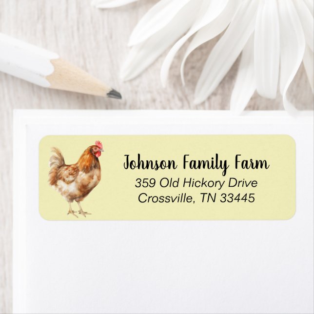 Watercolor Chicken Custom Address Labels (Insitu)