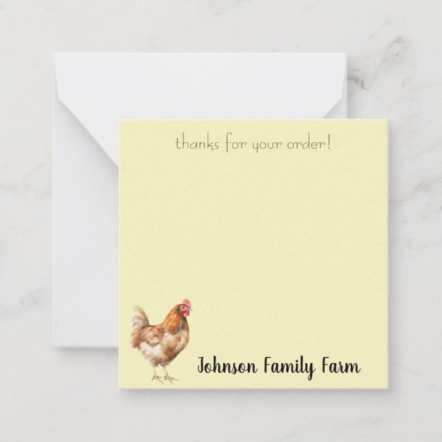 Watercolor Chicken Custom  Card (Front)