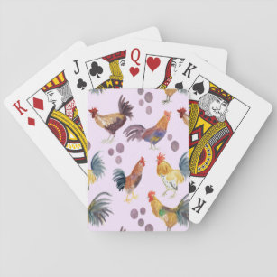 Watercolor Chickens and Eggs Colourful Painting  Playing Cards
