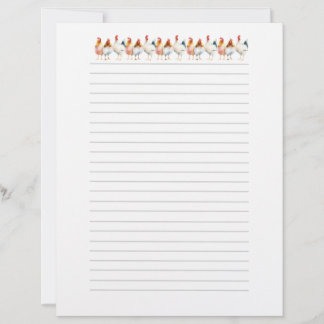 Watercolor Chickens Custom Letterhead