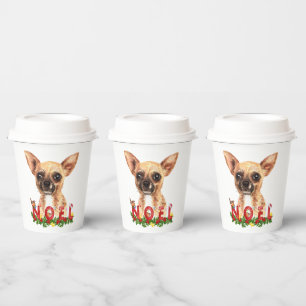 Watercolor Chihuahua Noel Christmas  Paper Cups