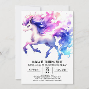Watercolor Children Horse Birthday Invitation