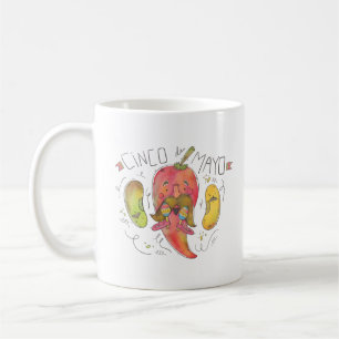 Watercolor Chilli Pepper, Beans, Cinco de Mayo Coffee Mug