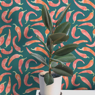 Watercolor Chilli Pepper Red Dark Wallpaper