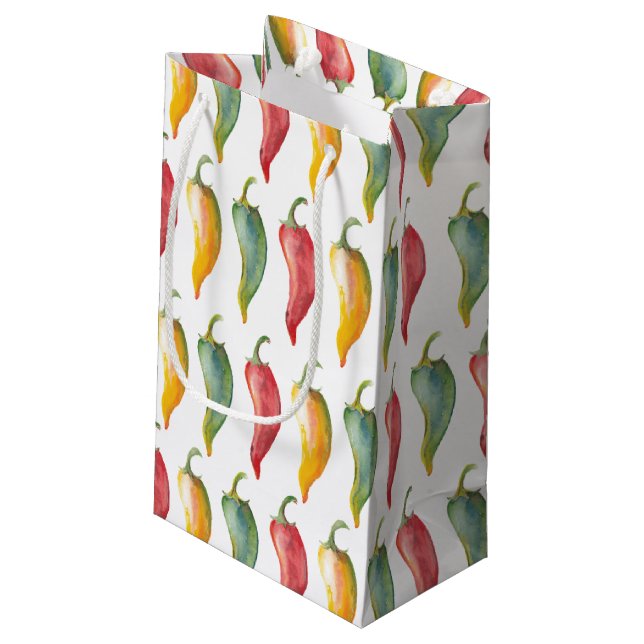 Watercolor Chilli Pepper Small Gift Bag (Back Angled)