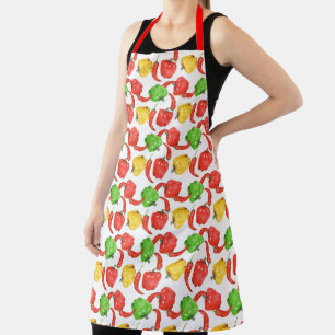 Watercolor Chilli Peppers Pattern Apron