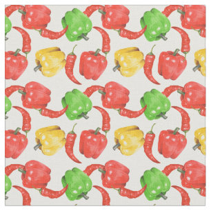 Watercolor Chilli Peppers Pattern Fabric