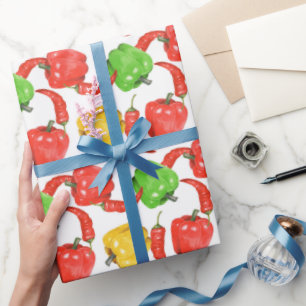 Watercolor Chilli Peppers Pattern  Wrapping Paper