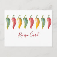 Watercolor Chilli Peppers Recipe Card
