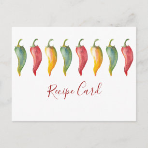 Watercolor Chilli Peppers Recipe Card