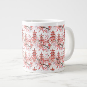 Watercolor Chinese Pagoda with Cherry Blossoms (3) Large Coffee Mug
