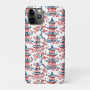 Watercolor Chinese Pagoda with Cherry Blossoms (6) iPhone 11 Pro Case