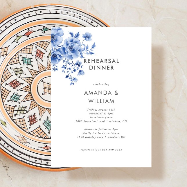 Watercolor Chinoiserie Floral Rehearsal Dinner Invitation (Creator Uploaded)