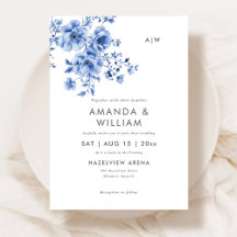 Watercolor Chinoiserie Floral Wedding Invitation