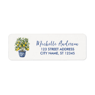 Watercolor Chinoiserie Lemon Tree Return Address Label