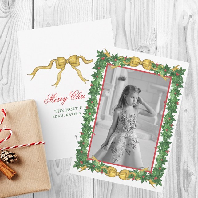 Watercolor Chinoiserie Ornaments Garland Christmas Holiday Card (Creator Uploaded)