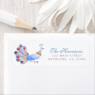Watercolor Chinoiserie Peacock Garden Return Address Label