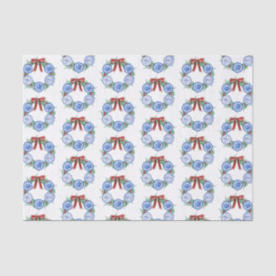 Watercolor Chinoiserie Plates Wreath Christmas Tissue Paper