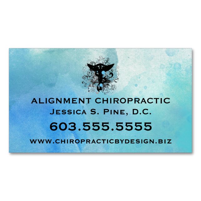 Watercolor Chiropractic Magnetic Business Cards (Front)