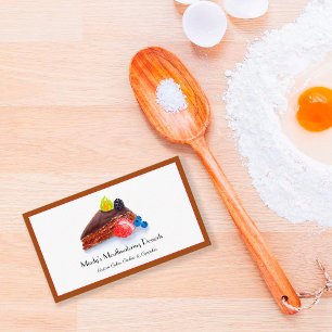 Watercolor Chocolate Cake Bakery  Business Card