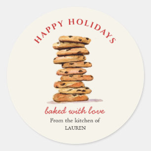 Watercolor Chocolate chip cookies Holiday  Classic Round Sticker