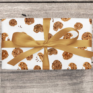 Watercolor Chocolate Chip Cookies Pattern Wrapping Paper