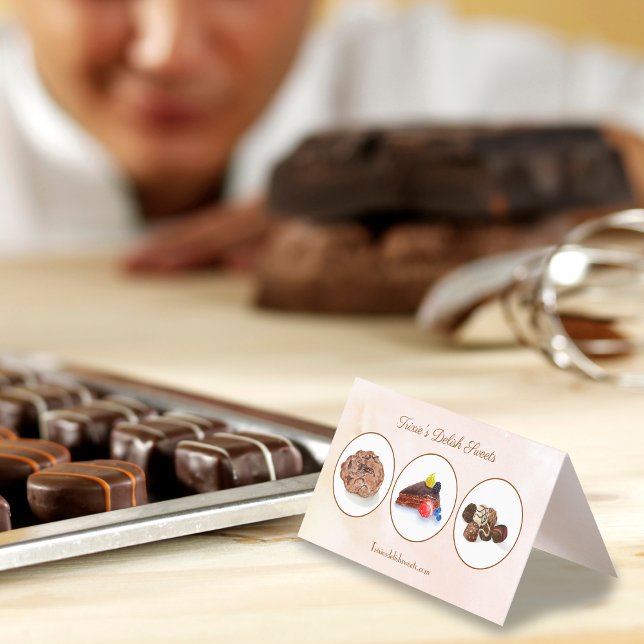 Watercolor Chocolate Desserts Bakery  Business Car Card (Creator Uploaded)