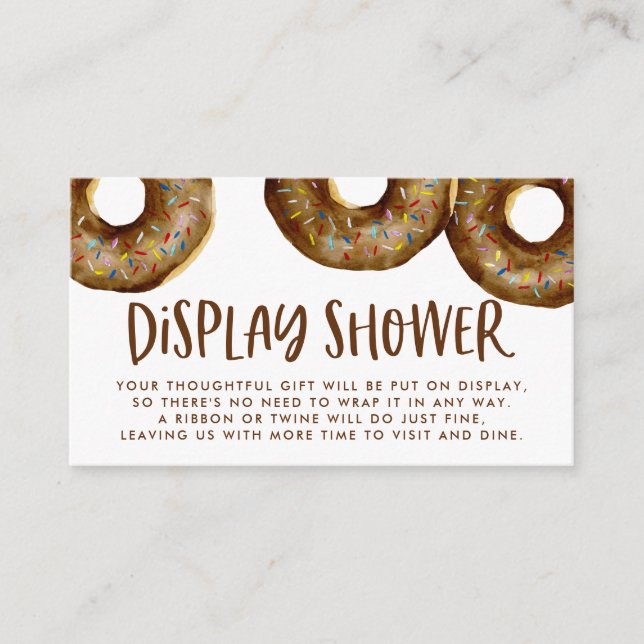 Watercolor Chocolate Doughnuts Display Shower Enclosure Card (Front)