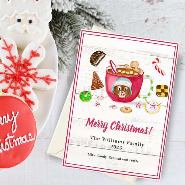 Watercolor Chocolate Gingerbread Cookie Holiday Card (Cozy cocoa and Christmas treats, spreading sweet holiday joy digitally!)