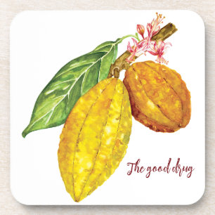 Watercolor chocolate tree fruit coaster